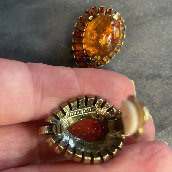 Heidi Daus Gold Amber Topaz Baguette Earrings - Picture 4 of 8